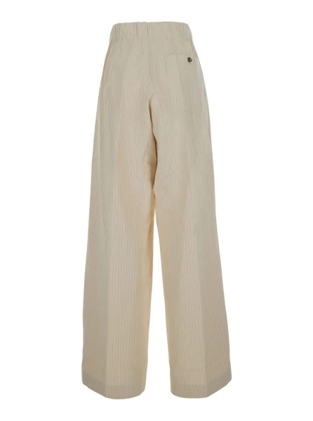 Pantaloni 'Pila' Beige Pants with Elasticated Waist and All-Over Striped Motif in Cotton for Women