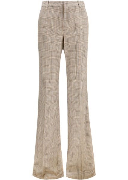 Pantaloni Prince of Wales Houndstooth Wool Flared Pants