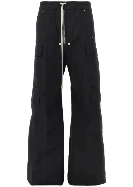 Pantaloni Rick Owens negri din bumbac 'Cargobelas'