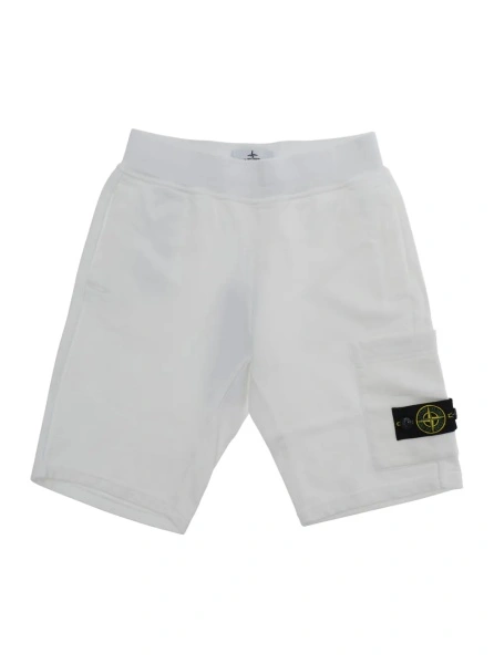 Pantaloni scurti Stone Island albi din bumbac