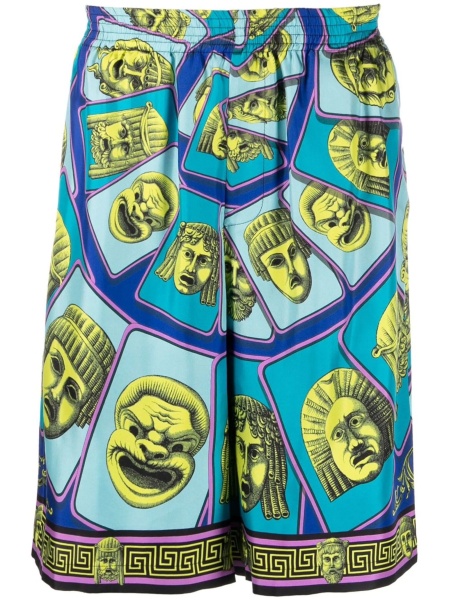 Pantaloni scurti Versace albastri din matase