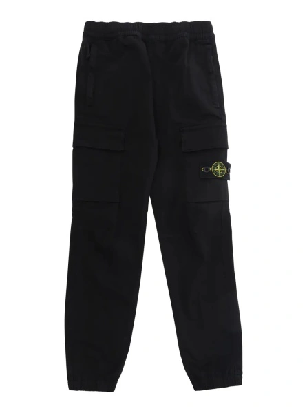 Pantaloni Stone Island negri din bumbac