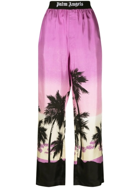 Pantaloni talie inalta Palm Angels violet