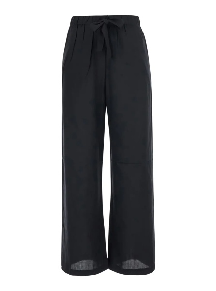 Pantaloni TOTÊME Black pants with waistband and two welt pockets on the back in silk for women