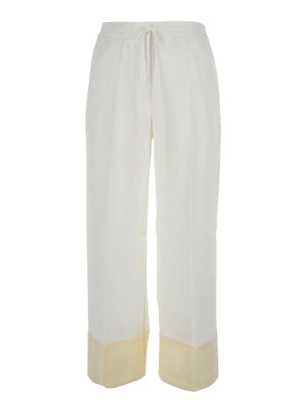 Pantaloni TOTÊME white Pants with elasticated waist and drawstring in silk women