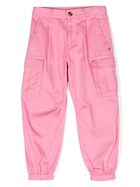 Pantaloni Versace roz din bumbac