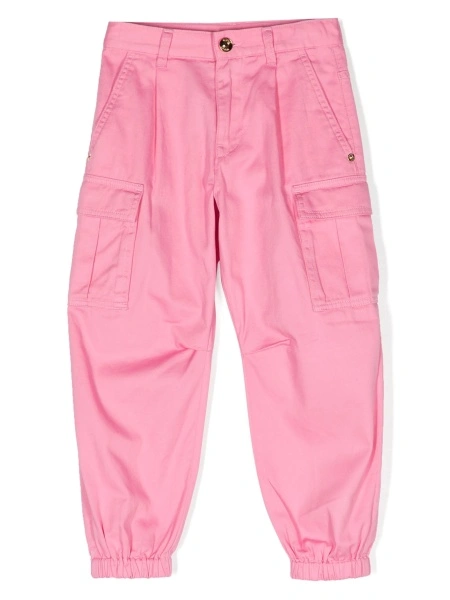 Pantaloni Versace roz din bumbac