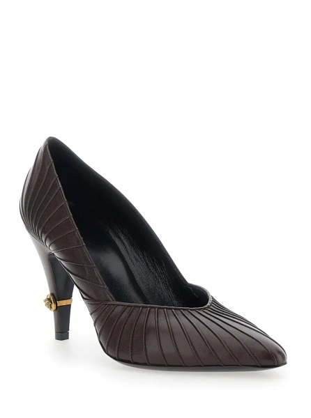 Pantofi cu toc Versace maro din piele