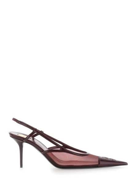 Pantofi 'RENEE' Bordeaux Pointed Pumps with Elastic Strap in Leather for Women