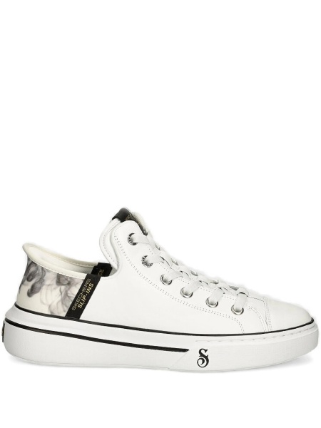Pantofi slip-on SKECHERS albi din piele si material textil