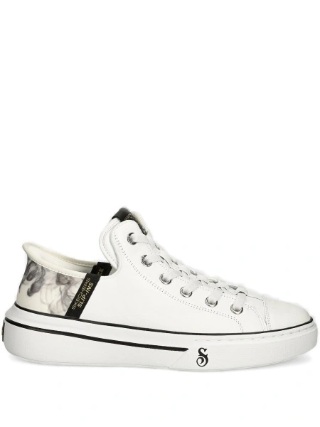 Pantofi slip-on SKECHERS albi din piele si material textil