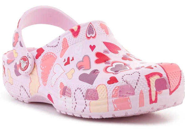 Papuci CLASSIC VDAY CLOG KIDS PINK MILK/HEARTS