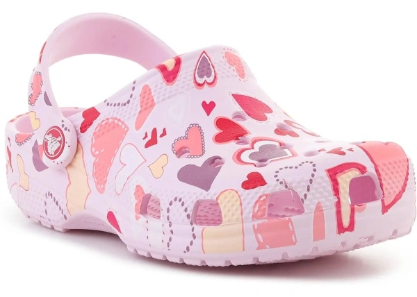 Papuci CLASSIC VDAY CLOG KIDS PINK MILK/HEARTS