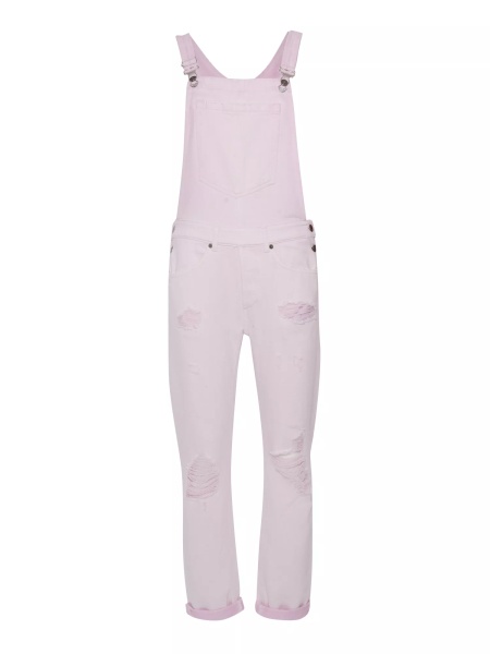 Pink denim overalls