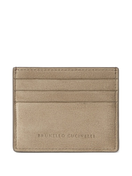 Portofel Brunello Cucinelli neutru din piele intoarsa