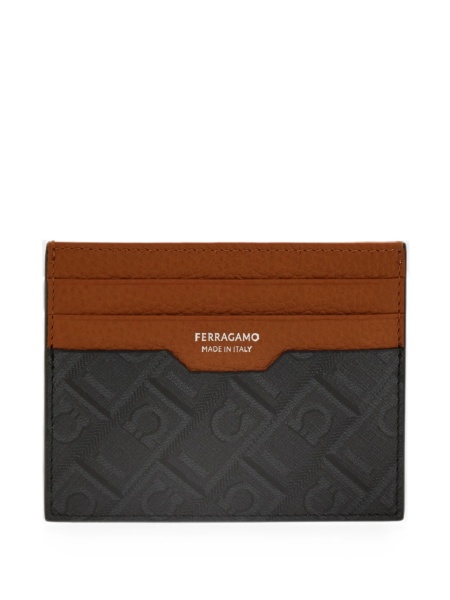 Portofel Ferragamo negru din material textil si piele