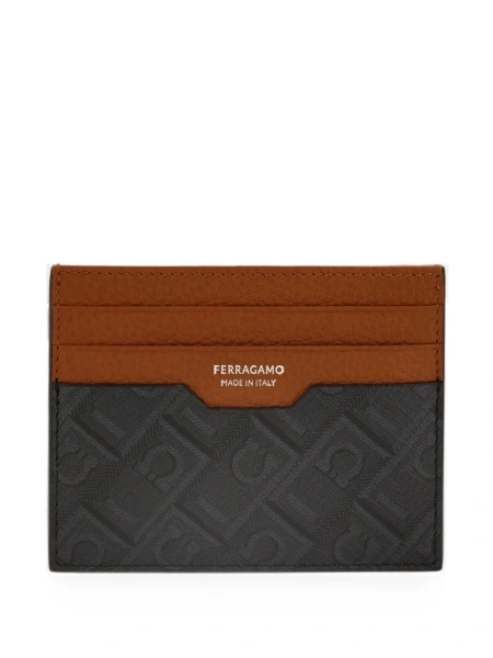 Portofel Ferragamo negru din material textil si piele