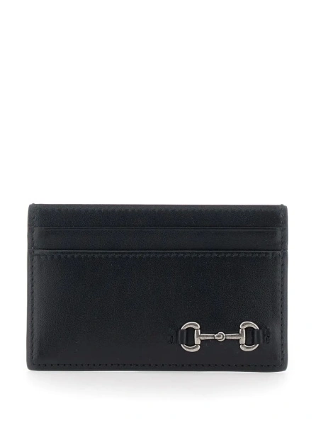 Portofel Gucci 'Horsebit' negru din piele