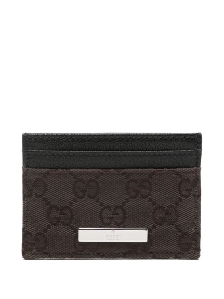Portofel Gucci maro din piele si material textil