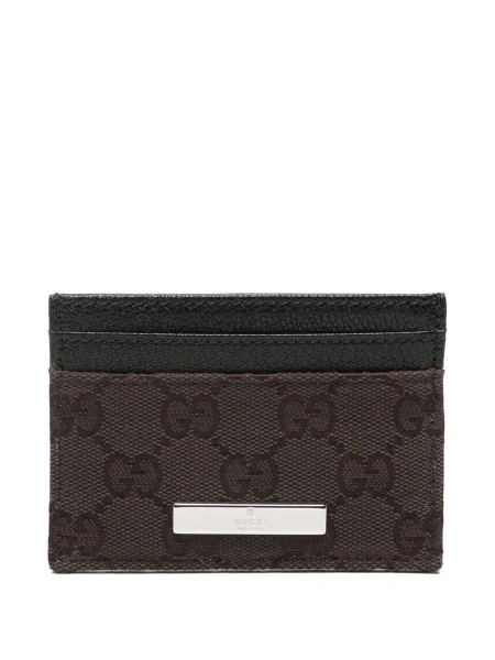 Portofel Gucci maro din piele si material textil