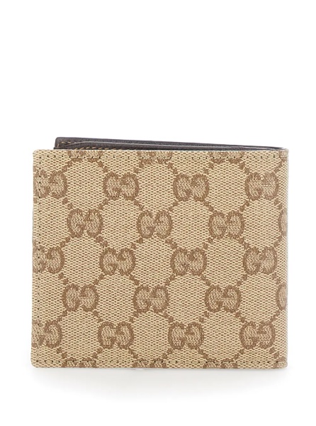 Portofele Beige Bi-Fold Wallet with Logo Lettering on the Inside in GG Canvas for Men