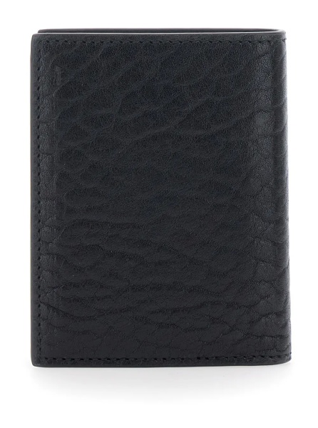 Portofele Black Bi-Fold Wallet with Gancini Plaque on the Front in Leather Man