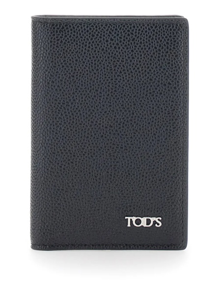 Portofele Black Cardholder with metallic logo lettering in grained leather man