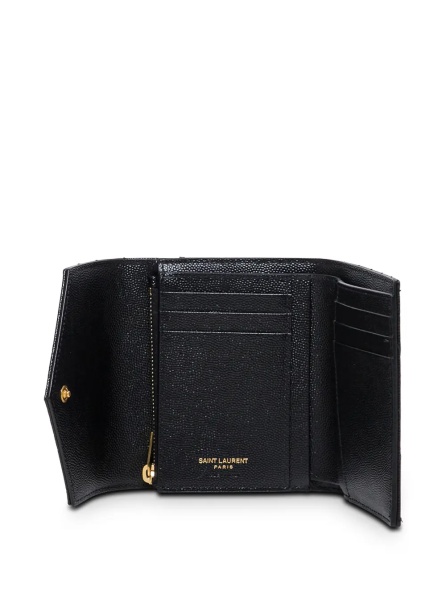 Portofele Wallet 'Grain de Poudre' Black with Cassandre Logo in Black Leather Woman