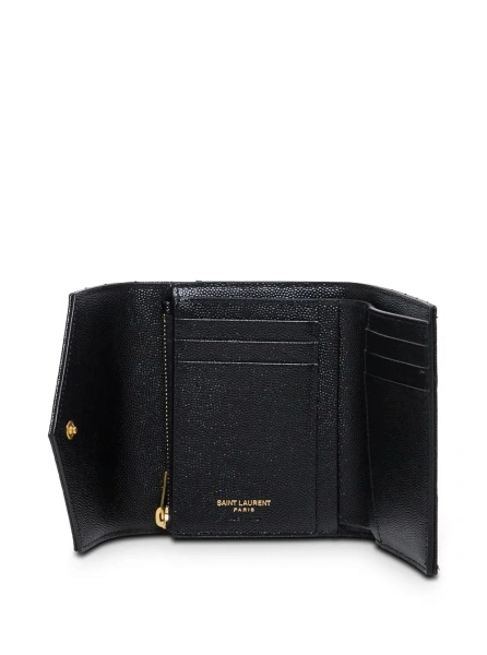 Portofele Wallet 'Grain de Poudre' Black with Cassandre Logo in Black Leather Woman