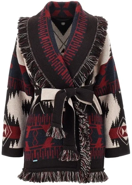 Pulover ALANUI negru din jacquard si lana
