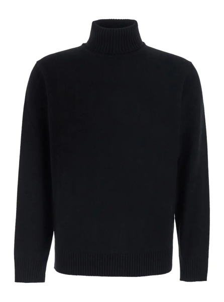 Pulover Black Turtleneck sweater with long sleeves in wool and cashmere for men