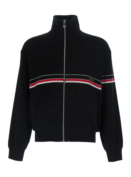 Pulover black Turtleneck with logo lettering on the front in cotton for men