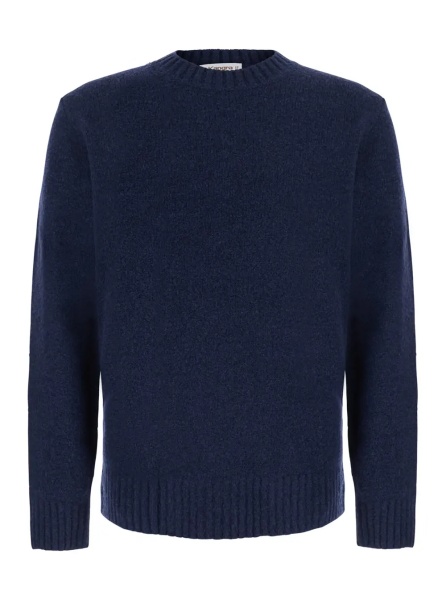 Pulover blue Crew neck sweater with ribbed details in Blend wool men