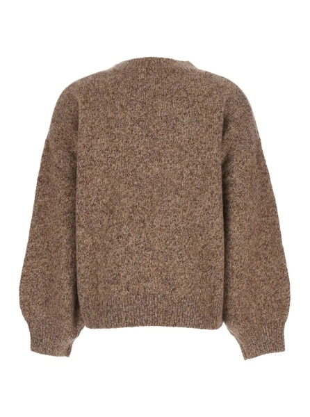 Pulover Brown crew neck sweater with ribbed knit in wool blend women