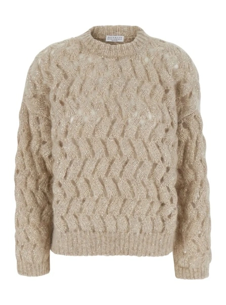 Pulover Brunello Cucinelli alb din lana
