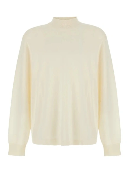 Pulover Calvin Klein alb din lana merino