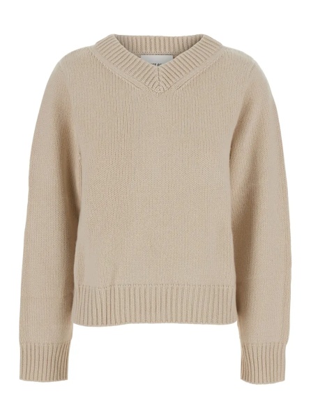 Pulover Chunky V Neck Pull Sweater with V-neck and long sleeves in cashmere Red Woman