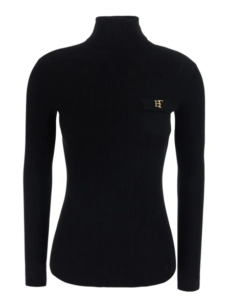 Pulover Elisabetta Franchi negru din bumbac