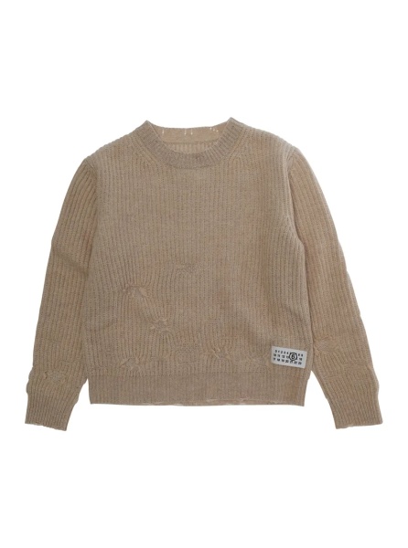 Pulover Knitwear with round neck and long sleeves in brown for Boy