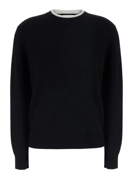 Pulover 'OTIS' Black Sweater with Contrasting Collar in Cashmere for Women