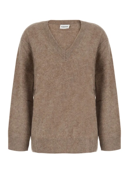 Pulover P.A.R.O.S.H. Beige V-Neck Sweater with Long Sleeves in wool for Women