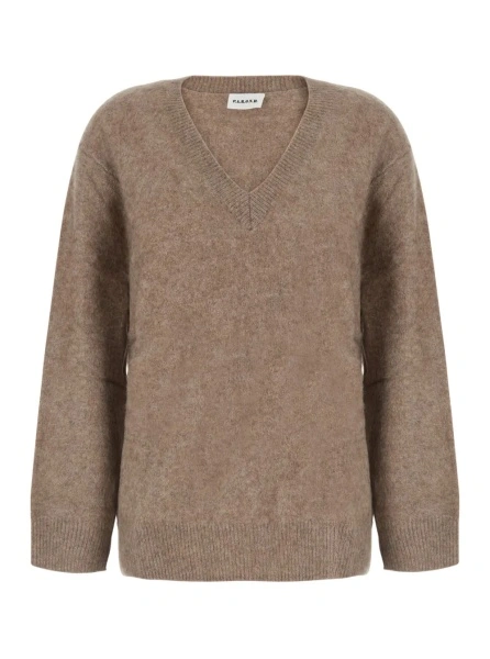 Pulover P.A.R.O.S.H. Beige V-Neck Sweater with Long Sleeves in wool for Women