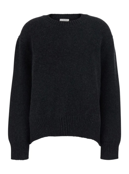 Pulover 'PARTH' Dark Grey Sweater with round neck and ribbed details in cashmere Women