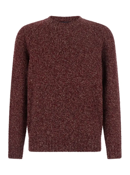Pulover Red crewneck sweater with ribbed edges in wool men