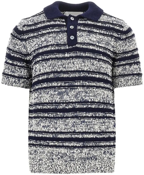 Pulover Striped mouliné knitted polo shirt