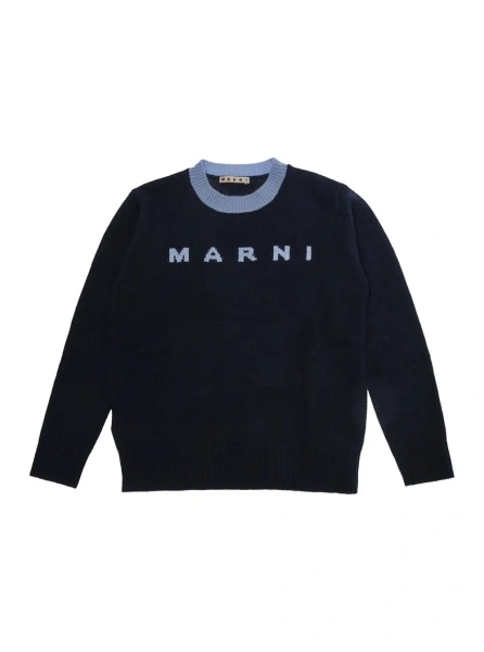 Pulover Sweater M01214M00MLMK33U0M862 with V-neck and long sleeves in wool and cashmere blue for boy