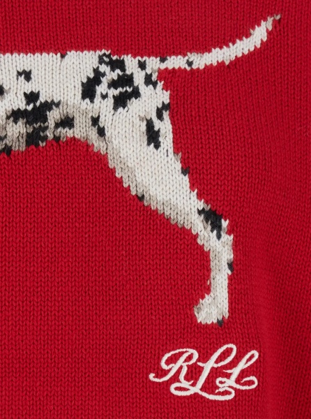 Pulover SWEATER-PULLOVER with round neck and long sleeves, in cotton, red, women