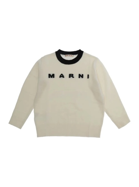 Pulover Sweater with round neck and long sleeves in 70% wool and 30% cashmere white for boy