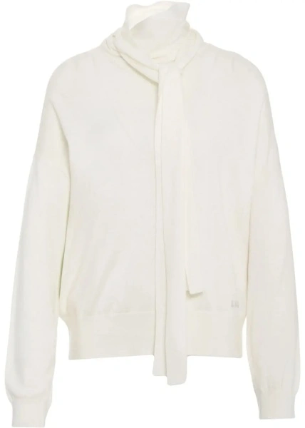Pulover Sweater with tie-neck collar