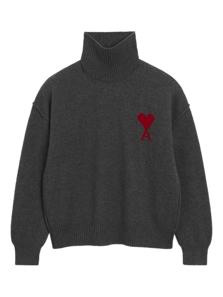 Pulover tricotat AMI Paris ami de coeur gri